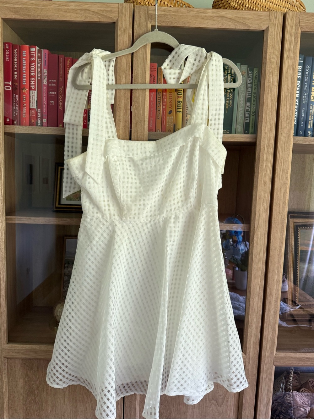 BRIDAL White gingham bow tie dress